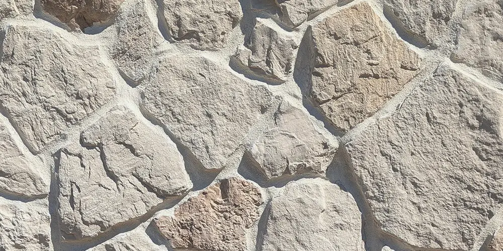 Close detail of irregular fieldstone veneer